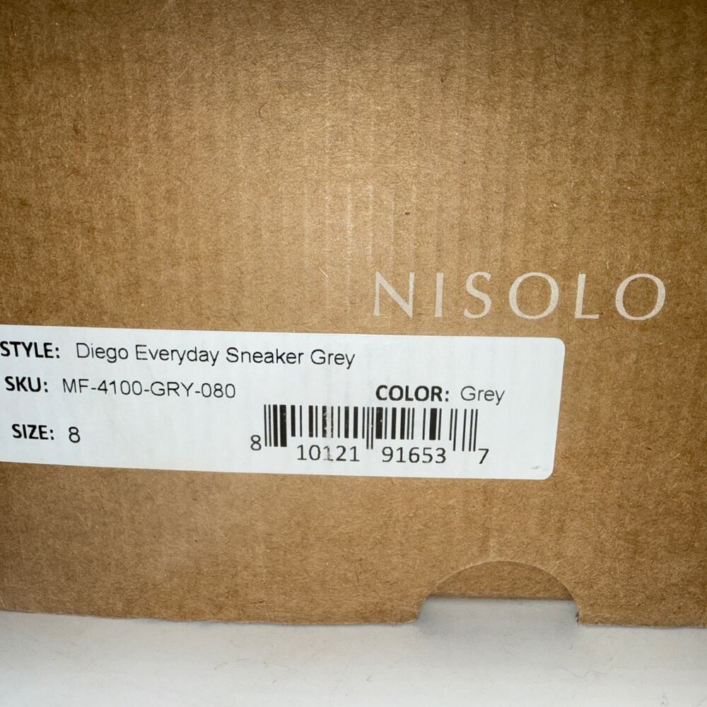 Nisolo Diego Everyday Sneaker Shoes Mens 8 Gray Leather Casual Comfort NEW - Picture 8 of 8